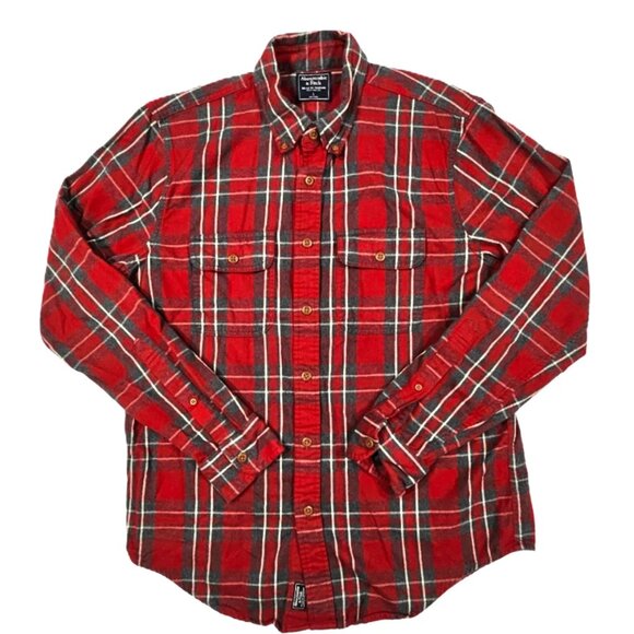 Abercrombie & Fitch Men’s Red Plaid Flannel Button Down Shirt Size Large - Picture 1 of 10